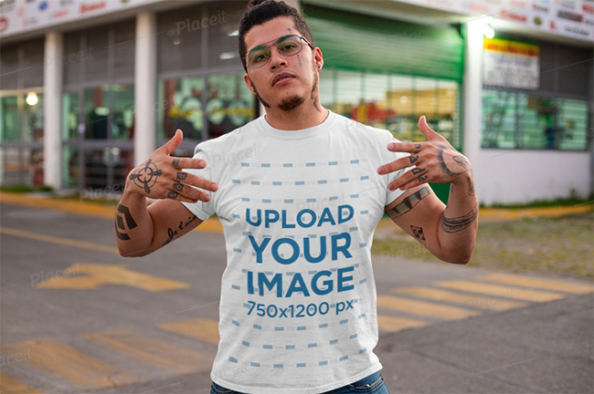 Tattooed Man in a T-Shirt