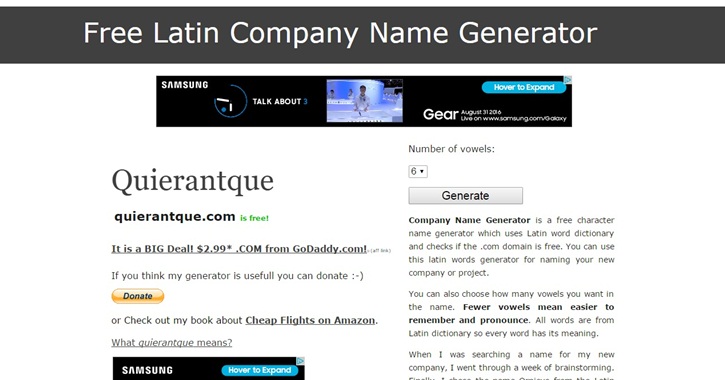 free latin name genarator