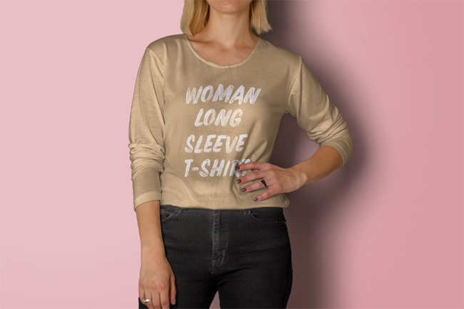 Women's Long Sleeve T-Shirt Mockup